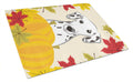 Dalmatian Thanksgiving Cutting Board Tempered Glass Kitchen Cutting Surface, Heat Resistant Chopping, Non-Slip Feet, Food Prep & Serving