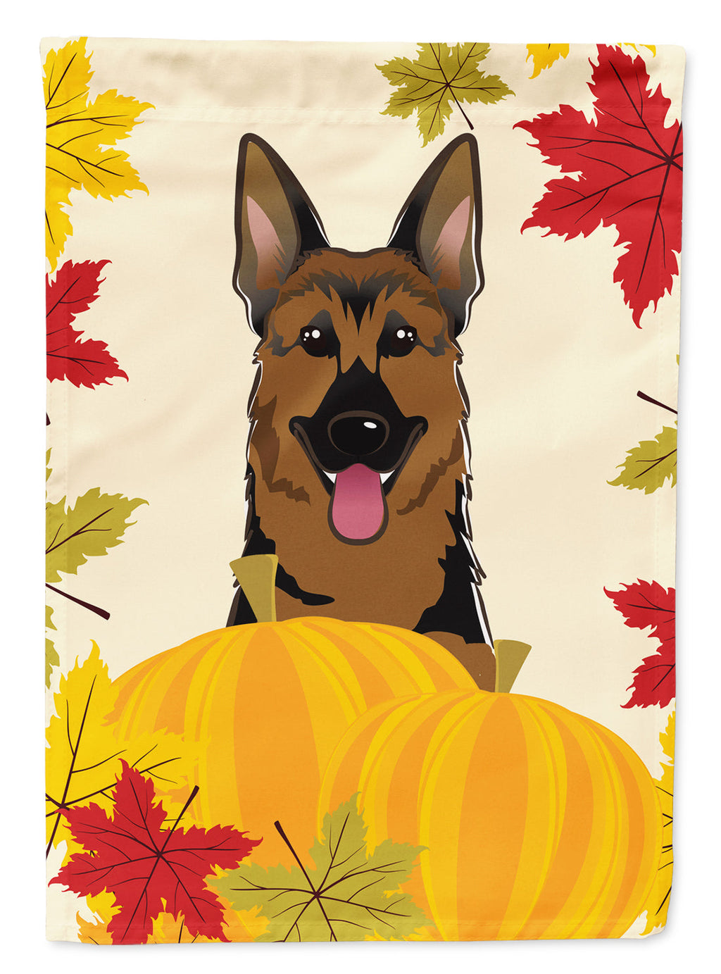 German Shepherd Thanksgiving House Flag 28x40 Porch Sleeve Pole Decorative Outside Yard Banner Artwork Wall Hanging, Polyester