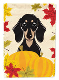 Smooth Black and Tan Dachshund Thanksgiving House Flag 28x40 Porch Sleeve Pole Decorative Outside Yard Banner Artwork Wall Hanging, Polyester