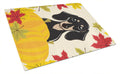 Smooth Black and Tan Dachshund Thanksgiving Cutting Board Tempered Glass Kitchen Cutting Surface, Heat Resistant Chopping, Non-Slip Feet, Food Prep & Serving