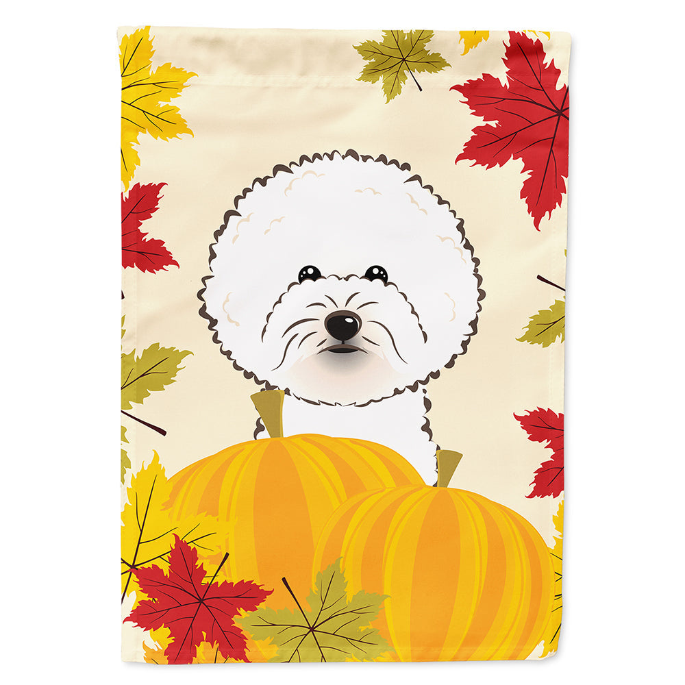 Bichon Frise Thanksgiving House Flag 28x40 Porch Sleeve Pole Decorative Outside Yard Banner Artwork Wall Hanging, Polyester