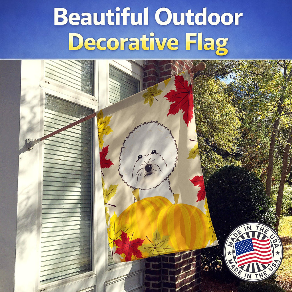 Bichon Frise Thanksgiving House Flag 28x40 Porch Sleeve Pole Decorative Outside Yard Banner Artwork Wall Hanging, Polyester