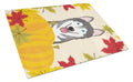 Alaskan Malamute Thanksgiving Cutting Board Tempered Glass Kitchen Cutting Surface, Heat Resistant Chopping, Non-Slip Feet, Food Prep & Serving