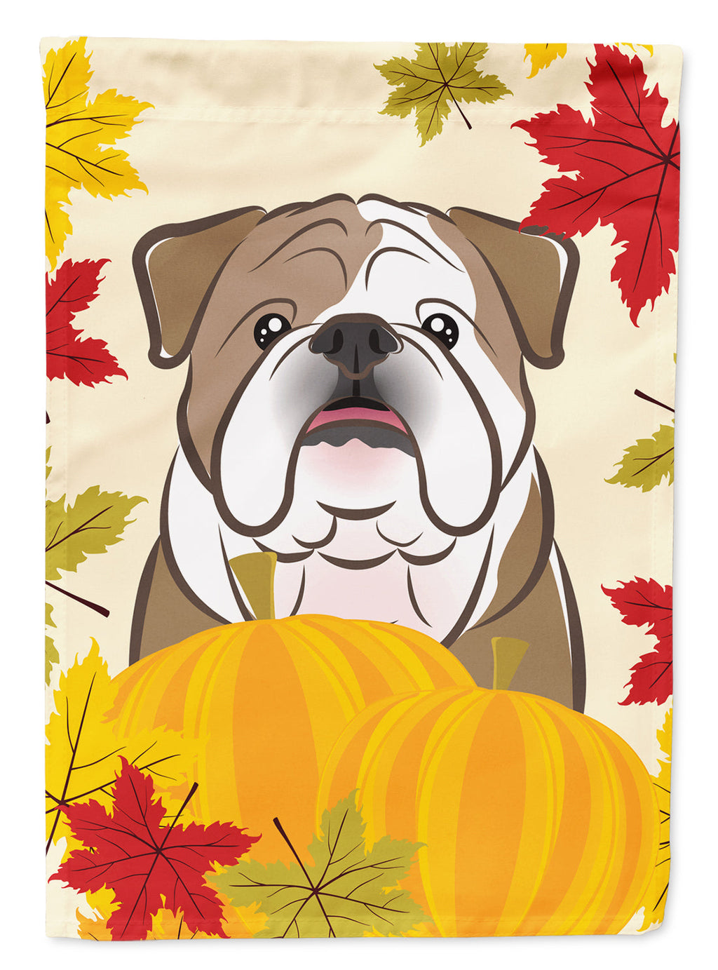 English Bulldog Thanksgiving House Flag 28x40 Porch Sleeve Pole Decorative Outside Yard Banner Artwork Wall Hanging, Polyester