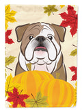 English Bulldog Thanksgiving House Flag 28x40 Porch Sleeve Pole Decorative Outside Yard Banner Artwork Wall Hanging, Polyester