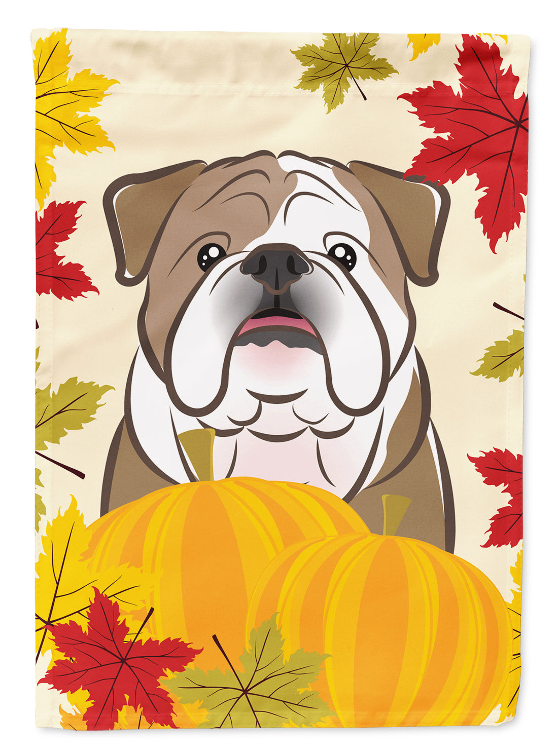 English Bulldog Thanksgiving House Flag 28x40 Porch Sleeve Pole Decorative Outside Yard Banner Artwork Wall Hanging, Polyester