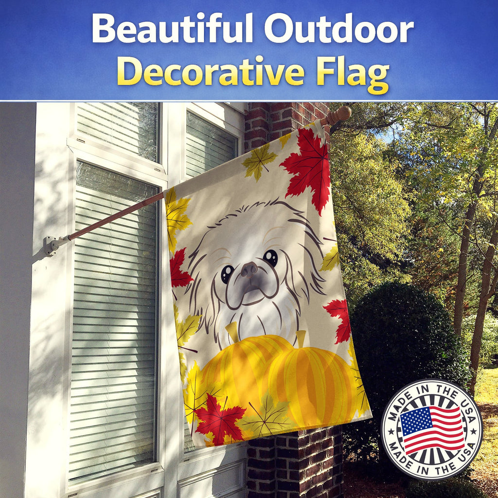 Pekingese Thanksgiving House Flag 28x40 Porch Sleeve Pole Decorative Outside Yard Banner Artwork Wall Hanging, Polyester