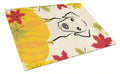 Yellow Labrador Thanksgiving Cutting Board Tempered Glass Kitchen Cutting Surface, Heat Resistant Chopping, Non-Slip Feet, Food Prep & Serving