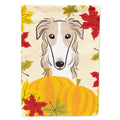 Borzoi Thanksgiving House Flag 28x40 Porch Sleeve Pole Decorative Outside Yard Banner Artwork Wall Hanging, Polyester