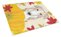 Borzoi Thanksgiving Cutting Board Tempered Glass Kitchen Cutting Surface, Heat Resistant Chopping, Non-Slip Feet, Food Prep & Serving