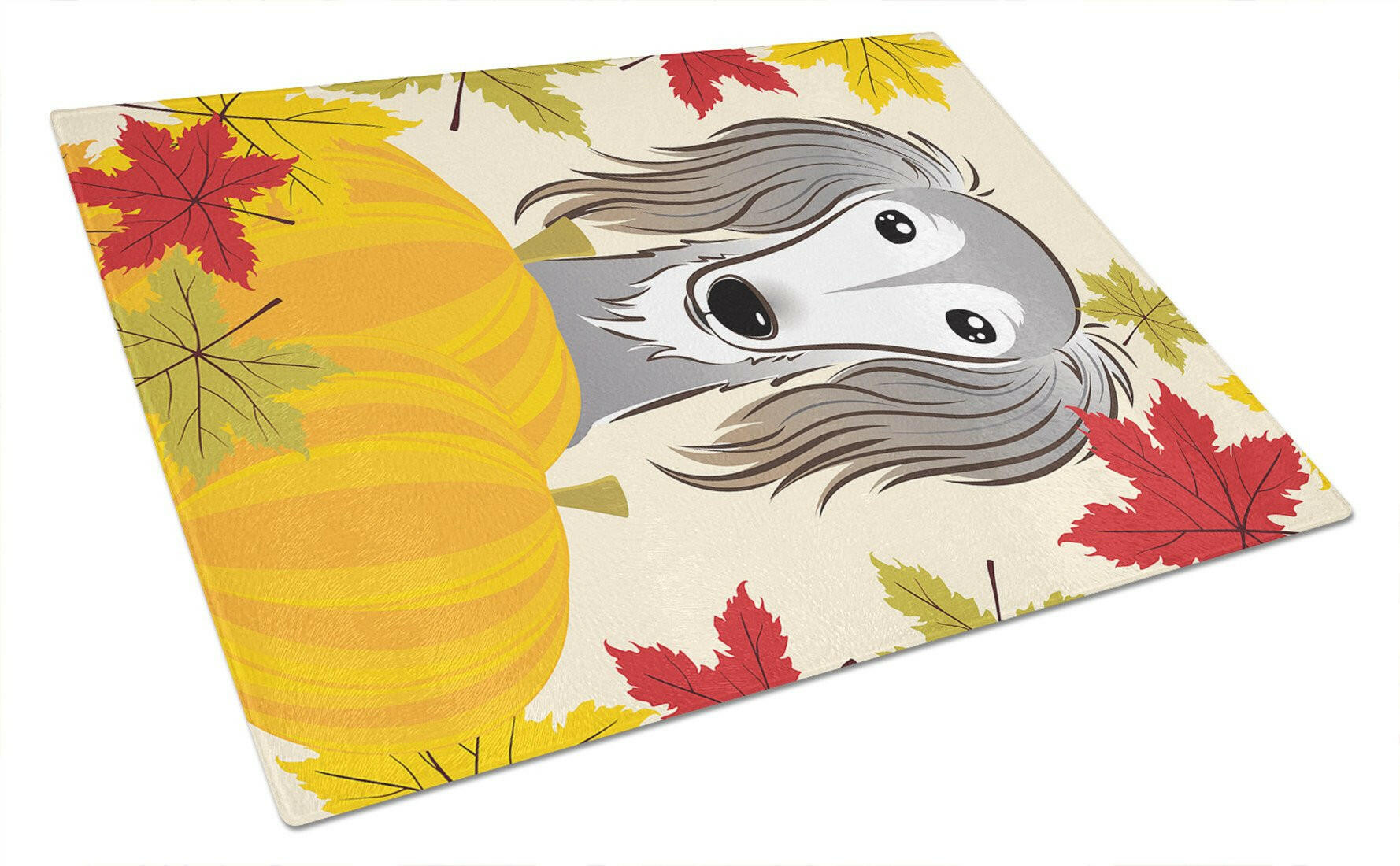 Saluki Thanksgiving Cutting Board Tempered Glass Kitchen Cutting Surface, Heat Resistant Chopping, Non-Slip Feet, Food Prep & Serving