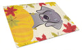 Weimaraner Thanksgiving Cutting Board Tempered Glass Kitchen Cutting Surface, Heat Resistant Chopping, Non-Slip Feet, Food Prep & Serving