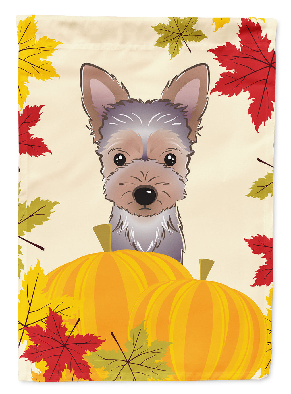 Yorkie Puppy Thanksgiving House Flag 28x40 Porch Sleeve Pole Decorative Outside Yard Banner Artwork Wall Hanging, Polyester