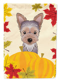 Yorkie Puppy Thanksgiving House Flag 28x40 Porch Sleeve Pole Decorative Outside Yard Banner Artwork Wall Hanging, Polyester
