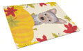 Yorkie Puppy Thanksgiving Cutting Board Tempered Glass Kitchen Cutting Surface, Heat Resistant Chopping, Non-Slip Feet, Food Prep & Serving