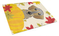 Wirehaired Dachshund Thanksgiving Cutting Board Tempered Glass Kitchen Cutting Surface, Heat Resistant Chopping, Non-Slip Feet, Food Prep & Serving