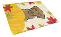 Chocolate Labrador Thanksgiving Cutting Board Tempered Glass Kitchen Cutting Surface, Heat Resistant Chopping, Non-Slip Feet, Food Prep & Serving