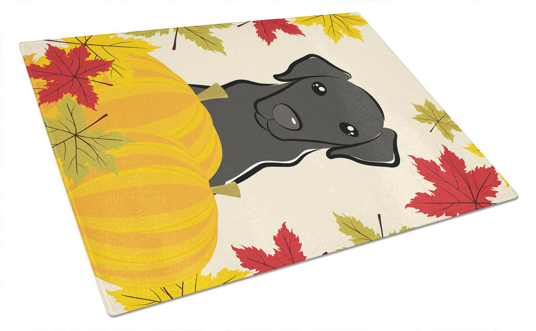 Black Labrador Thanksgiving Cutting Board Tempered Glass Kitchen Cutting Surface, Heat Resistant Chopping, Non-Slip Feet, Food Prep & Serving