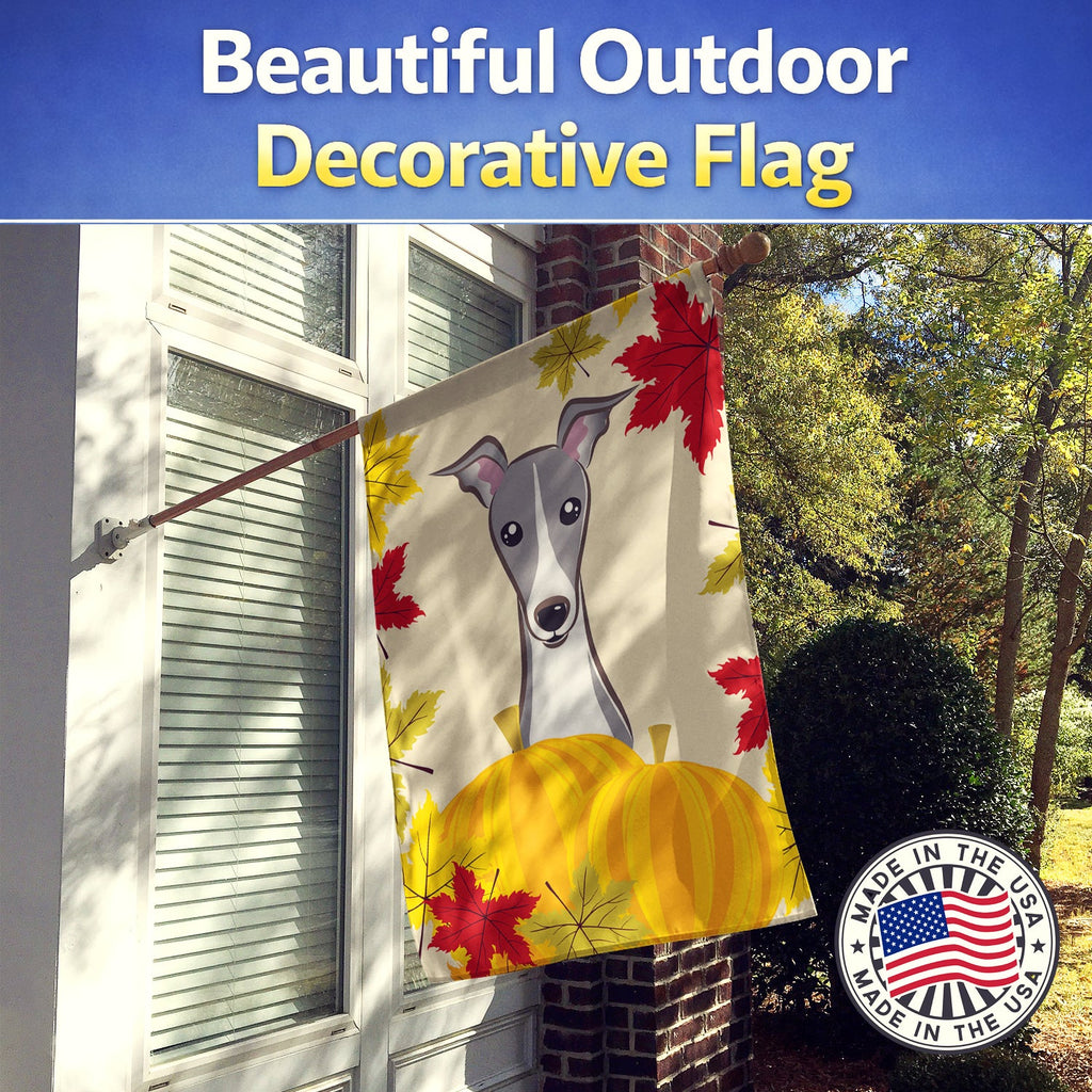 Italian Greyhound Thanksgiving House Flag 28x40 Porch Sleeve Pole Decorative Outside Yard Banner Artwork Wall Hanging, Polyester