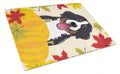 Bernese Mountain Dog Thanksgiving Cutting Board Tempered Glass Kitchen Cutting Surface, Heat Resistant Chopping, Non-Slip Feet, Food Prep & Serving