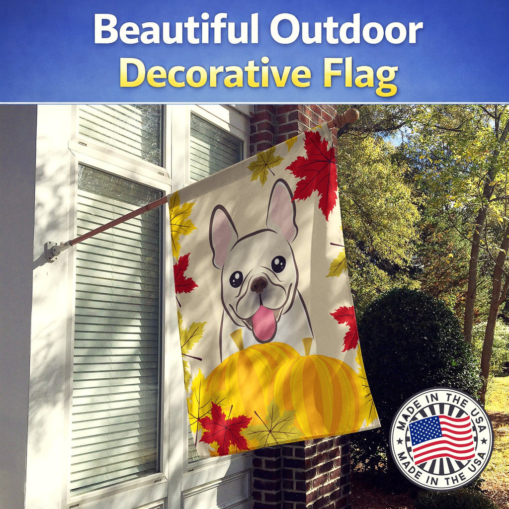 French Bulldog Thanksgiving House Flag 28x40 Porch Sleeve Pole Decorative Outside Yard Banner Artwork Wall Hanging, Polyester