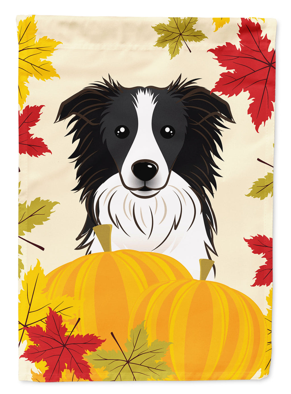 Border Collie Thanksgiving House Flag 28x40 Porch Sleeve Pole Decorative Outside Yard Banner Artwork Wall Hanging, Polyester