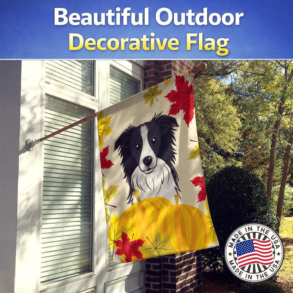Border Collie Thanksgiving House Flag 28x40 Porch Sleeve Pole Decorative Outside Yard Banner Artwork Wall Hanging, Polyester