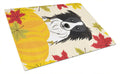 Border Collie Thanksgiving Cutting Board Tempered Glass Kitchen Cutting Surface, Heat Resistant Chopping, Non-Slip Feet, Food Prep & Serving