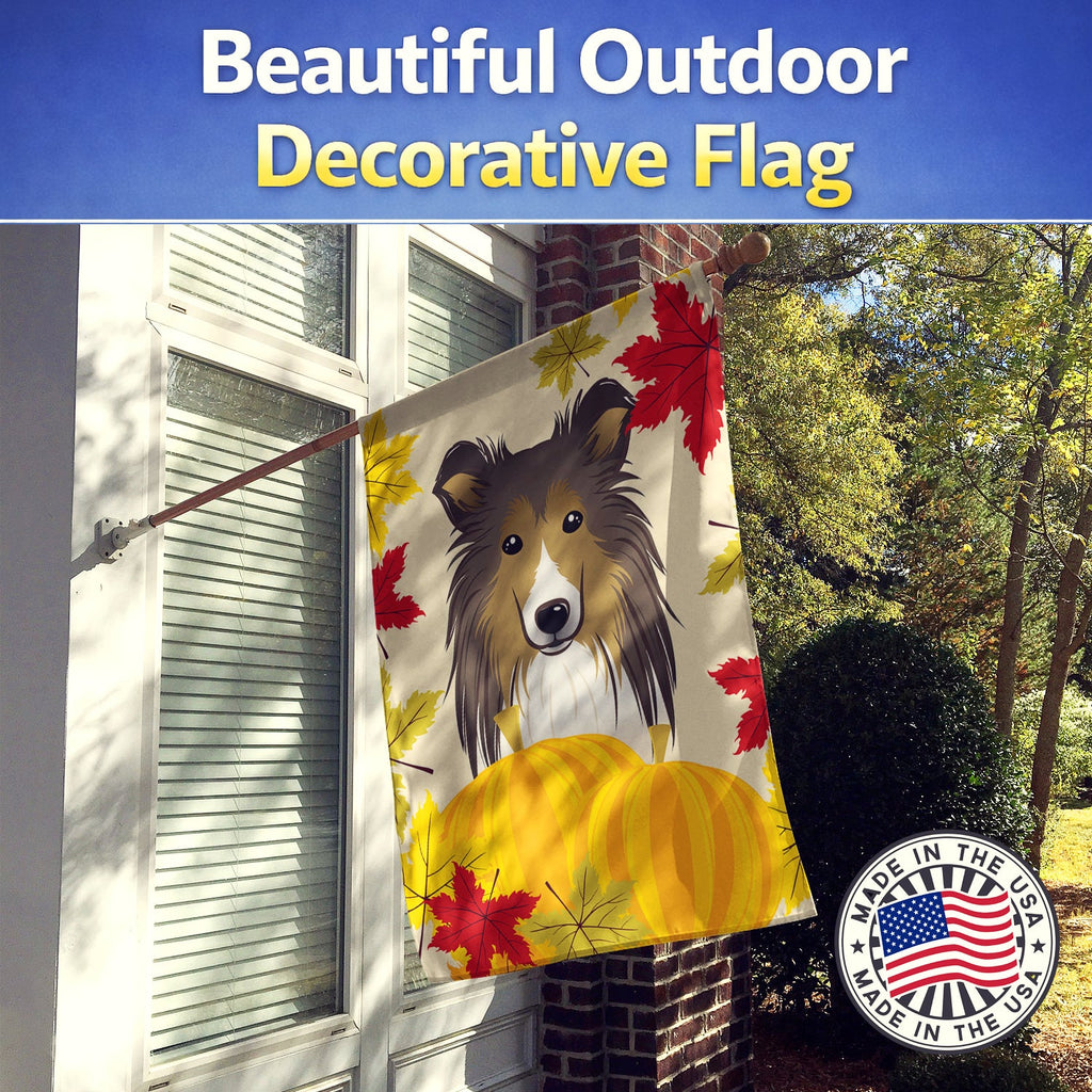 Sheltie Thanksgiving House Flag 28x40 Porch Sleeve Pole Decorative Outside Yard Banner Artwork Wall Hanging, Polyester