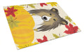 Sheltie Thanksgiving Cutting Board Tempered Glass Kitchen Cutting Surface, Heat Resistant Chopping, Non-Slip Feet, Food Prep & Serving