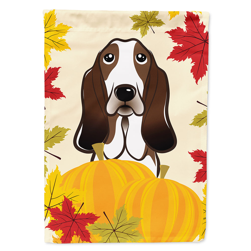 Basset Hound Thanksgiving House Flag 28x40 Porch Sleeve Pole Decorative Outside Yard Banner Artwork Wall Hanging, Polyester