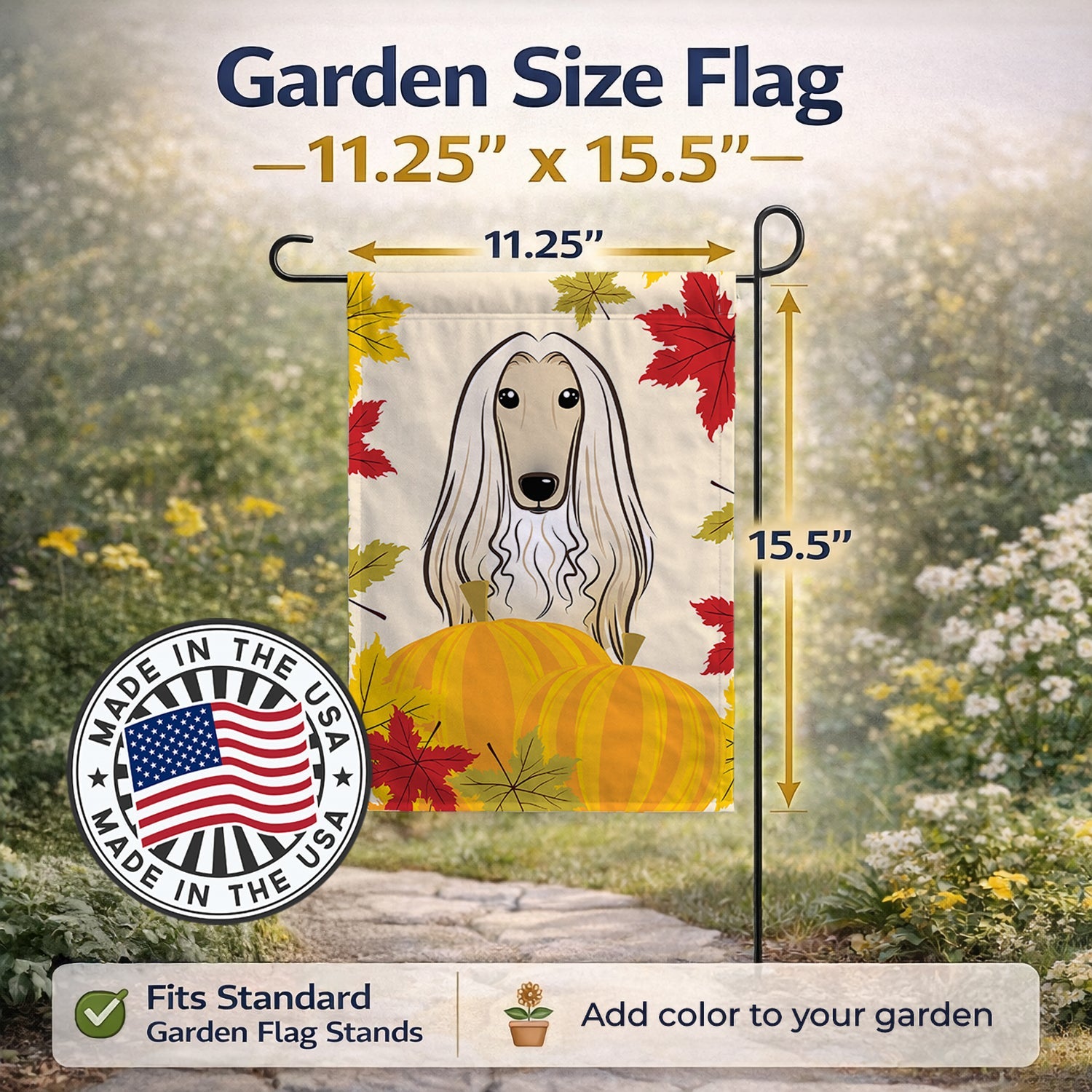 Afghan Hound Thanksgiving Garden Flag Mailbox Decorative Yard Banner Outside Patio Artwork for Flower Beds, Garden Size, Multicolor