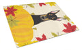 Doberman Thanksgiving Cutting Board Tempered Glass Kitchen Cutting Surface, Heat Resistant Chopping, Non-Slip Feet, Food Prep & Serving
