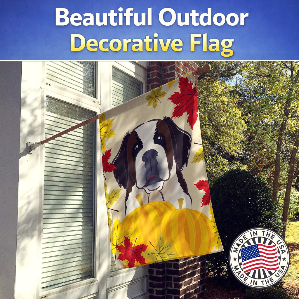 Saint Bernard Thanksgiving House Flag 28x40 Porch Sleeve Pole Decorative Outside Yard Banner Artwork Wall Hanging, Polyester