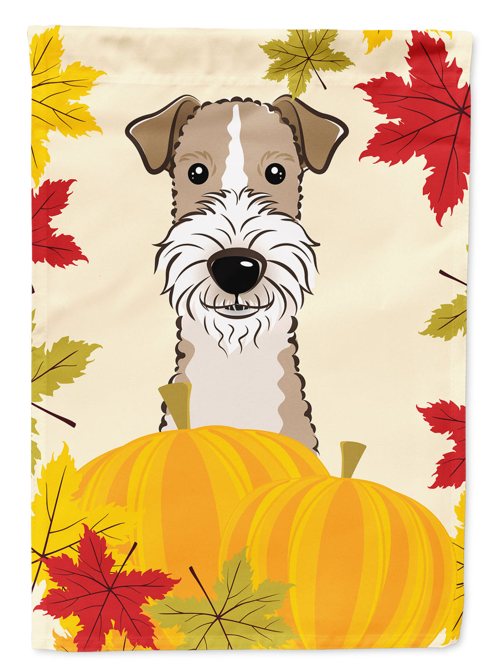 Wire Haired Fox Terrier Thanksgiving House Flag 28x40 Porch Sleeve Pole Decorative Outside Yard Banner Artwork Wall Hanging, Polyester