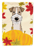Wire Haired Fox Terrier Thanksgiving House Flag 28x40 Porch Sleeve Pole Decorative Outside Yard Banner Artwork Wall Hanging, Polyester