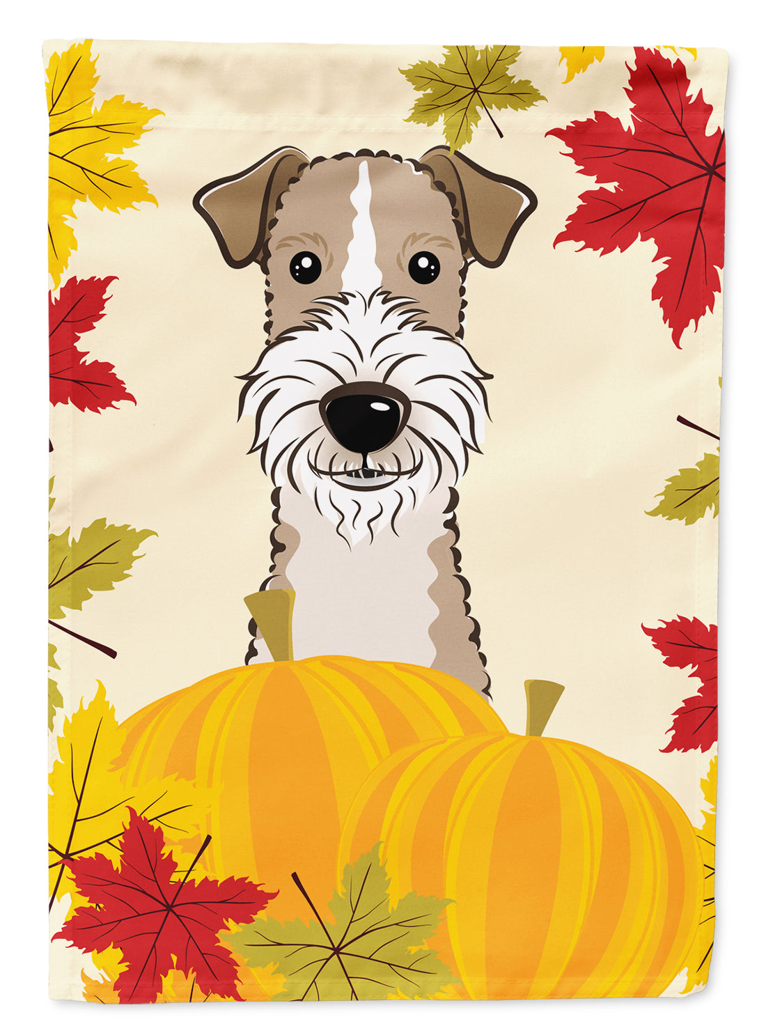 Wire Haired Fox Terrier Thanksgiving House Flag 28x40 Porch Sleeve Pole Decorative Outside Yard Banner Artwork Wall Hanging, Polyester