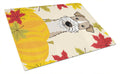 Wire Haired Fox Terrier Thanksgiving Cutting Board Tempered Glass Kitchen Cutting Surface, Heat Resistant Chopping, Non-Slip Feet, Food Prep & Serving