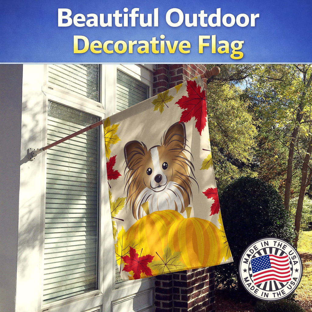 Papillon Thanksgiving House Flag 28x40 Porch Sleeve Pole Decorative Outside Yard Banner Artwork Wall Hanging, Polyester