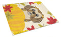 Chocolate Brown Shih Tzu Thanksgiving Cutting Board Tempered Glass Kitchen Cutting Surface, Heat Resistant Chopping, Non-Slip Feet, Food Prep & Serving