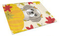 Gray Silver Shih Tzu Thanksgiving Cutting Board Tempered Glass Kitchen Cutting Surface, Heat Resistant Chopping, Non-Slip Feet, Food Prep & Serving