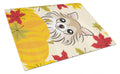 Chihuahua Thanksgiving Cutting Board Tempered Glass Kitchen Cutting Surface, Heat Resistant Chopping, Non-Slip Feet, Food Prep & Serving