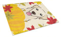 Golden Retriever Thanksgiving Cutting Board Tempered Glass Kitchen Cutting Surface, Heat Resistant Chopping, Non-Slip Feet, Food Prep & Serving