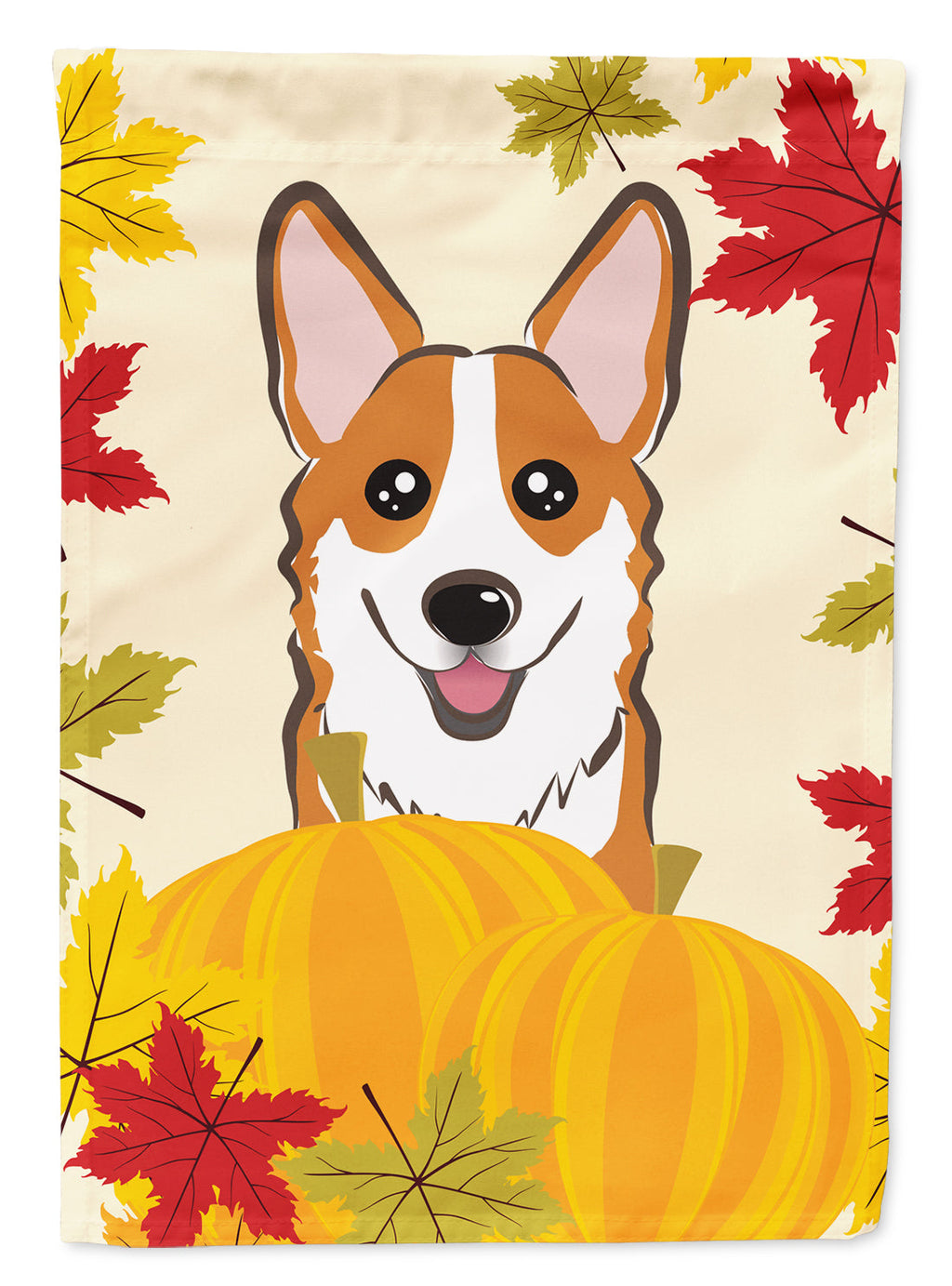 Red Corgi Thanksgiving House Flag 28x40 Porch Sleeve Pole Decorative Outside Yard Banner Artwork Wall Hanging, Polyester