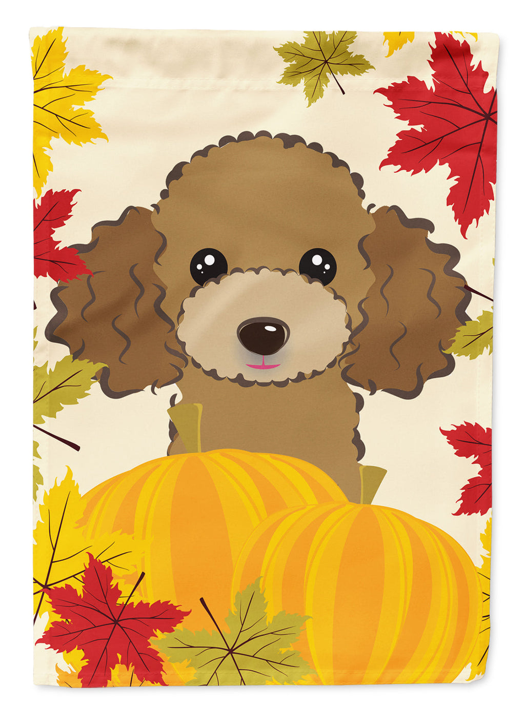 Chocolate Brown Poodle Thanksgiving House Flag 28x40 Porch Sleeve Pole Decorative Outside Yard Banner Artwork Wall Hanging, Polyester