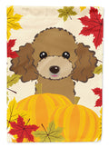 Chocolate Brown Poodle Thanksgiving House Flag 28x40 Porch Sleeve Pole Decorative Outside Yard Banner Artwork Wall Hanging, Polyester