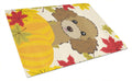 Chocolate Brown Poodle Thanksgiving Cutting Board Tempered Glass Kitchen Cutting Surface, Heat Resistant Chopping, Non-Slip Feet, Food Prep & Serving