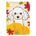 White Poodle Thanksgiving House Flag 28x40 Porch Sleeve Pole Decorative Outside Yard Banner Artwork Wall Hanging, Polyester