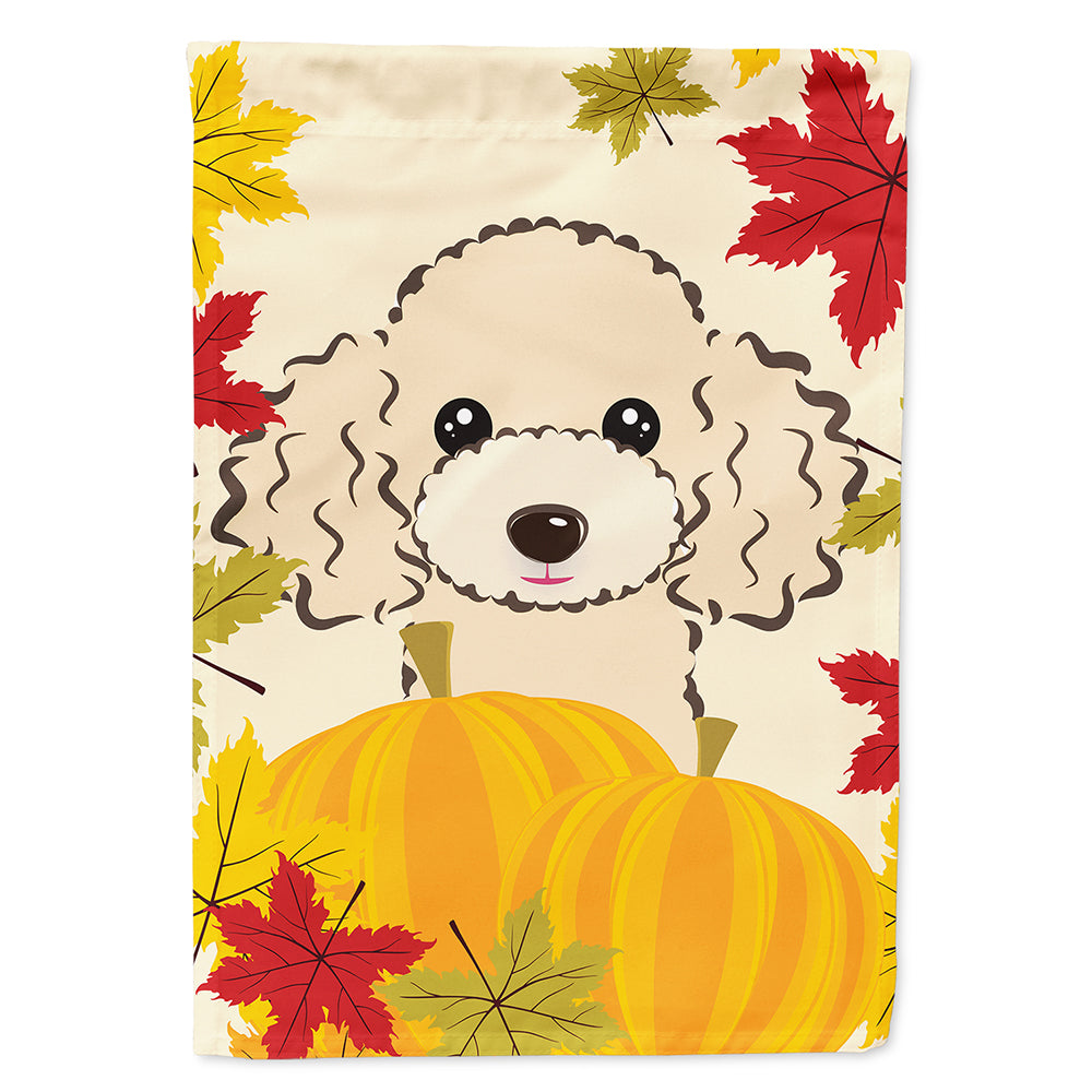 Buff Poodle Thanksgiving House Flag 28x40 Porch Sleeve Pole Decorative Outside Yard Banner Artwork Wall Hanging, Polyester