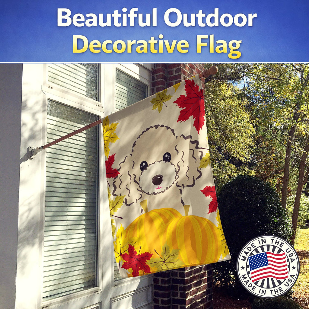 Buff Poodle Thanksgiving House Flag 28x40 Porch Sleeve Pole Decorative Outside Yard Banner Artwork Wall Hanging, Polyester